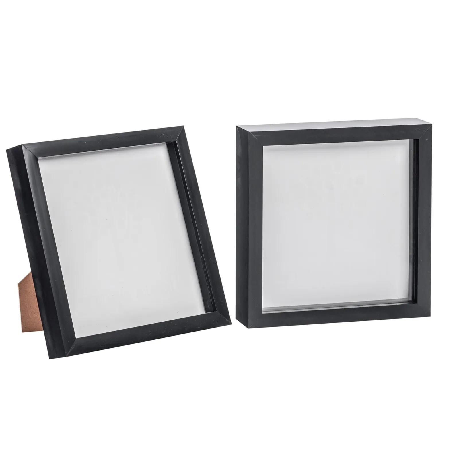 Nicola Spring 3D Box Photo Frames - 8 x 8" - Pack of 2 in Black