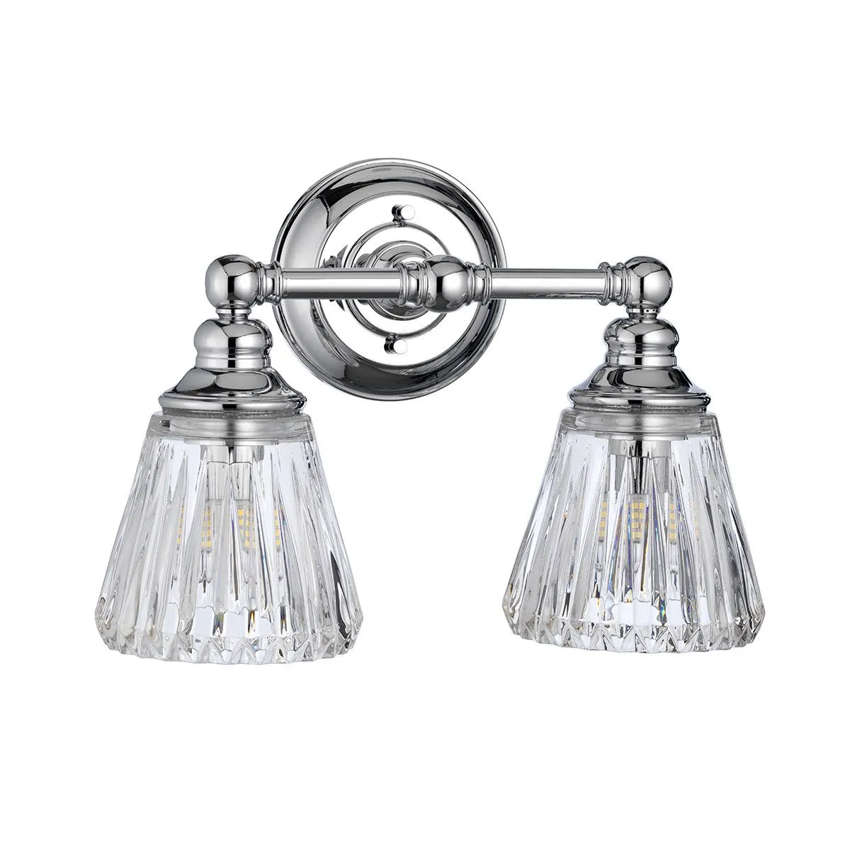 Netlighting Keynes 2 Light Wall Light Polished Chrome IP44 in Grey 2