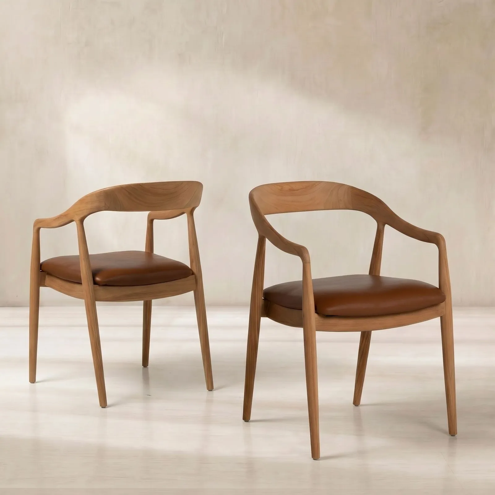 Semeru Armchair With Leather Seat, Wood | Barker & Stonehouse 2