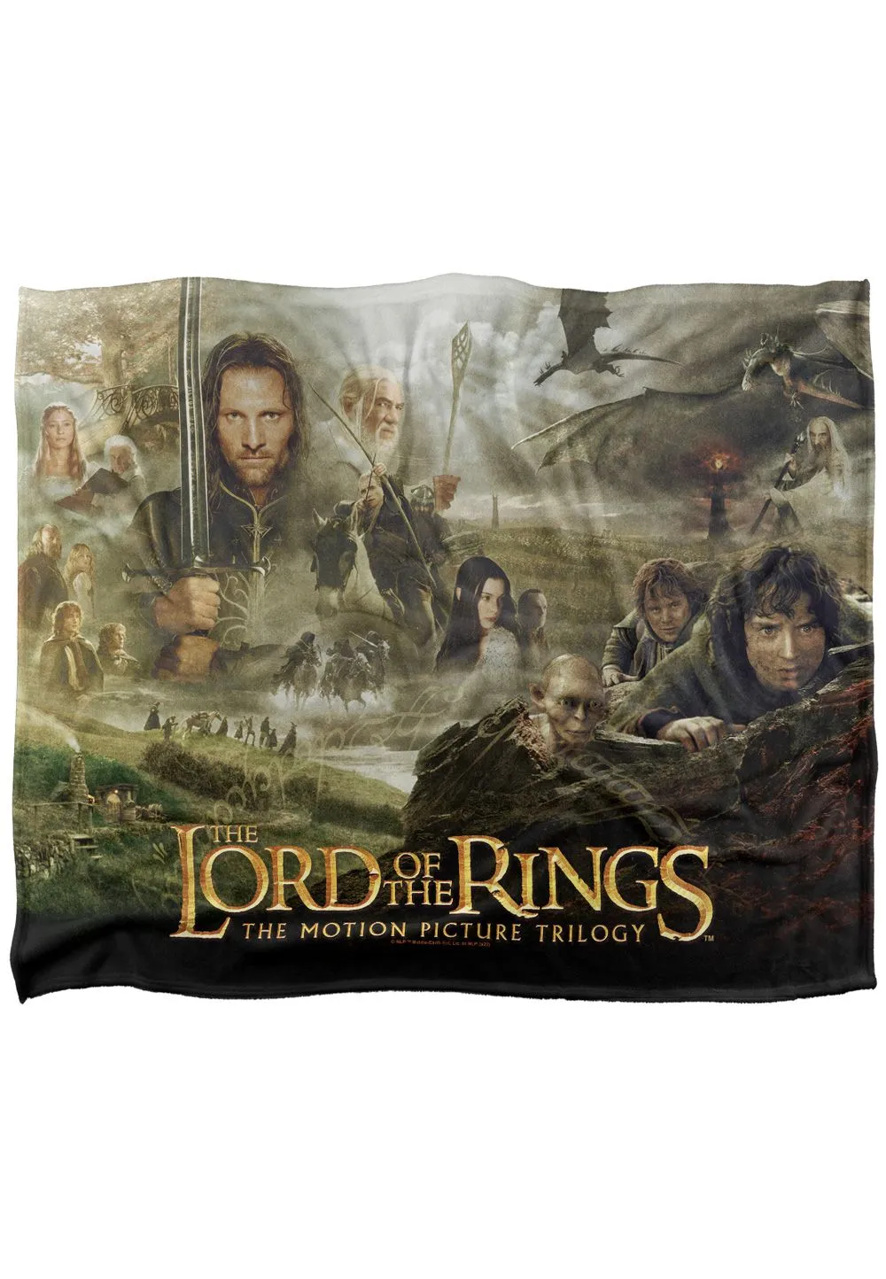 Lord of the Rings The Blanket, 152x127 cm Trilogy Poster Silky Touch Super Soft Throw Blanket in White