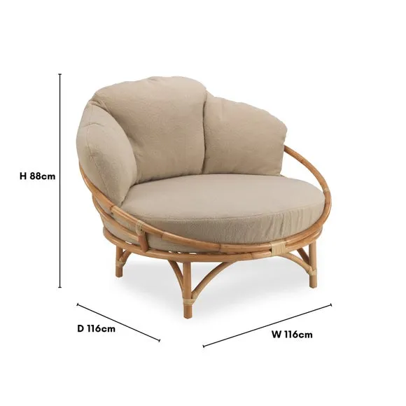 Desser Snug Cuddle Rattan Chair Rattan with Boucle Cushion 4