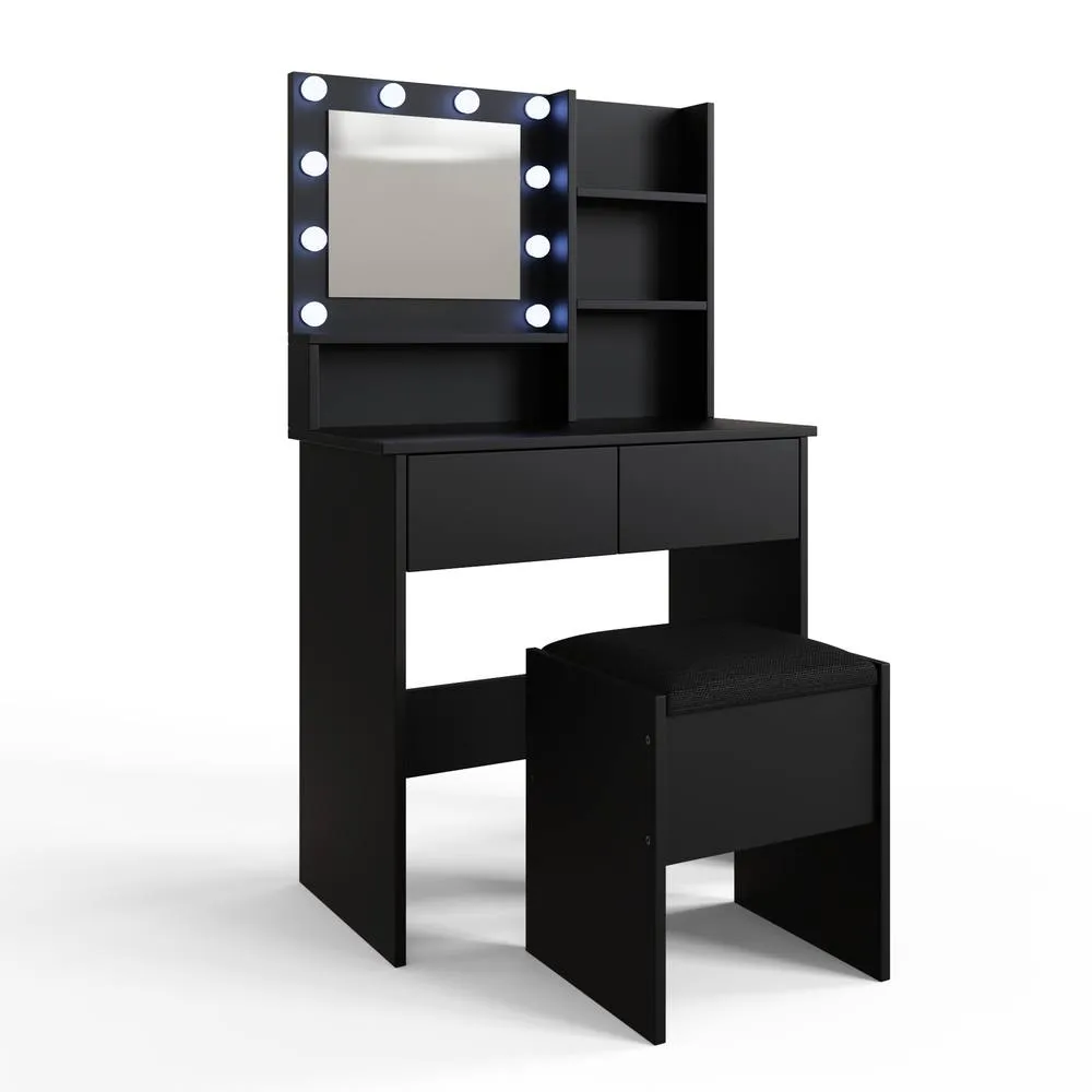 GFW Eva LED Dressing Table Set in Black 2