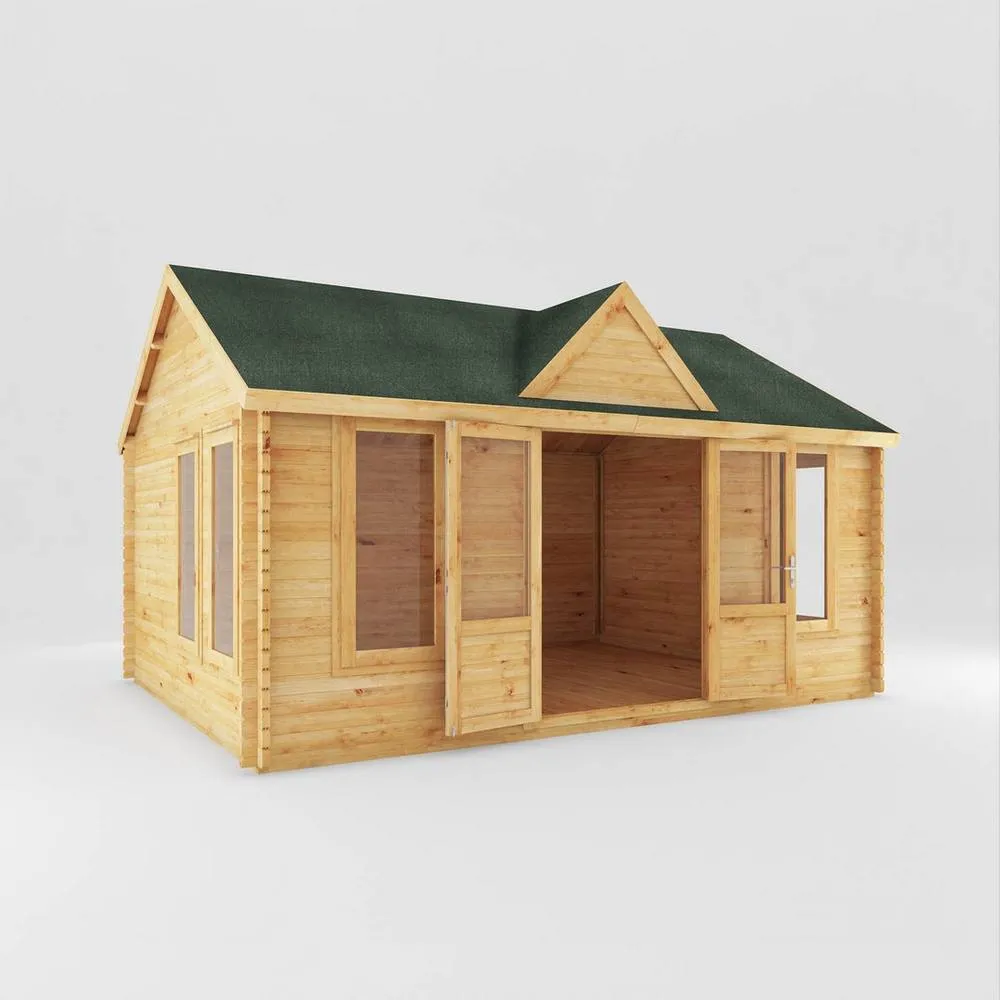 Mercia 5.3 x 4 m Clock Tower Log Cabin - L416.1 x W533.6 x H327.1 cm - Brown in Tan 2