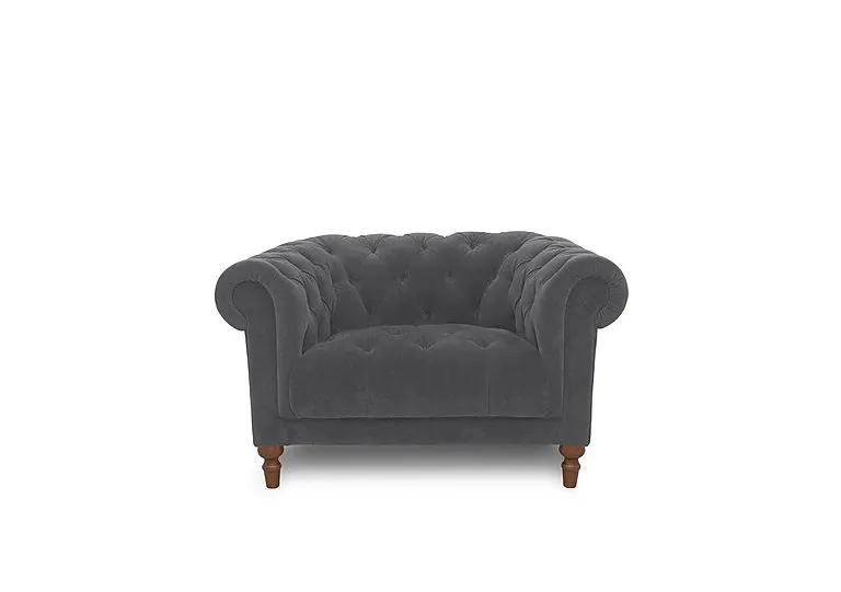 Columbus Fabric Armchair with Wooden Feet - Manhattan Charcoal