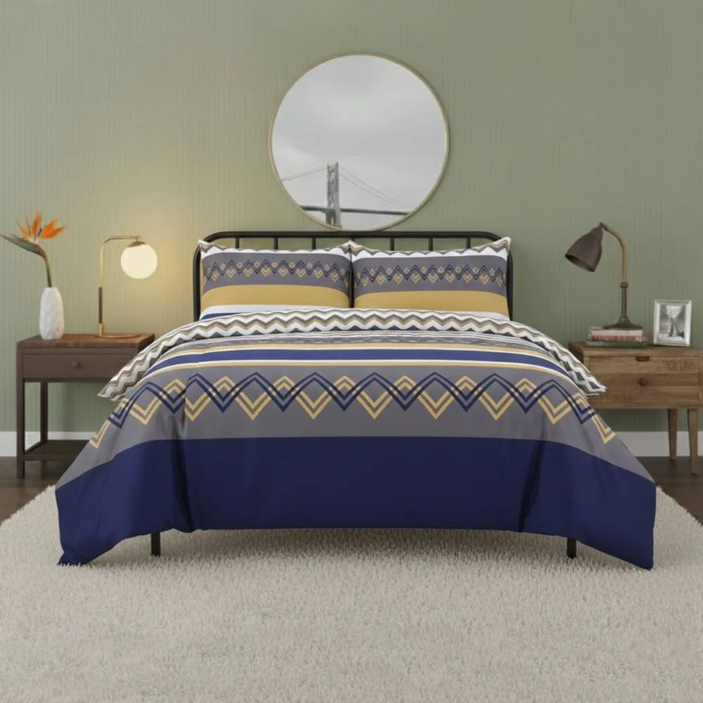 Snug City Zig Zag Complete Bedding Set Duvet Cover Set Pillowcase Fitted Sheet
