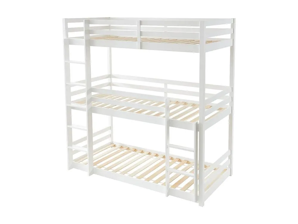 Vente-unique Triple Bunk Beds - 3 X 90 X 200 Cm - Pine - White - VAGAR 5