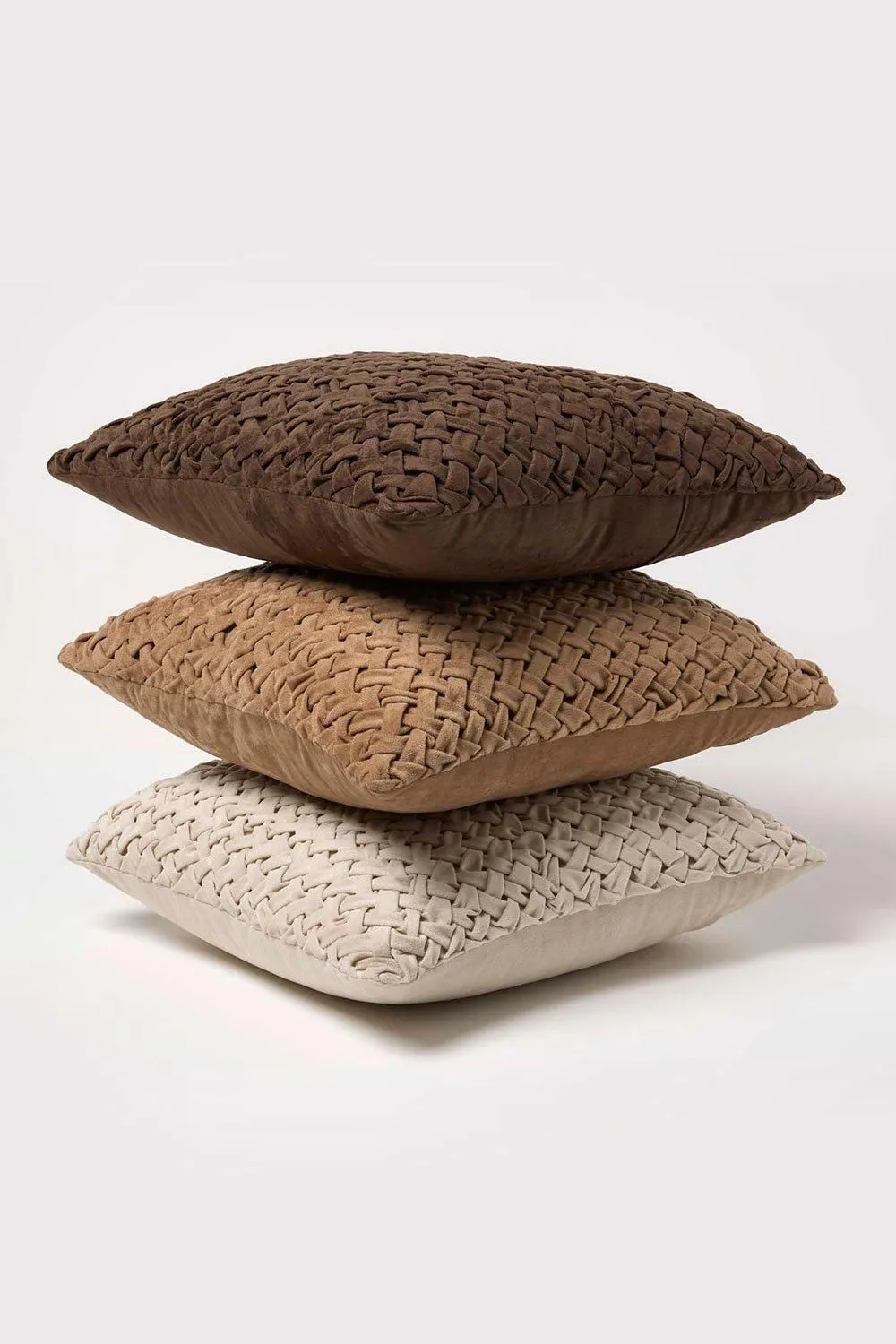 Homescapes Sofia Pleated Velvet Cushion in Brown 6