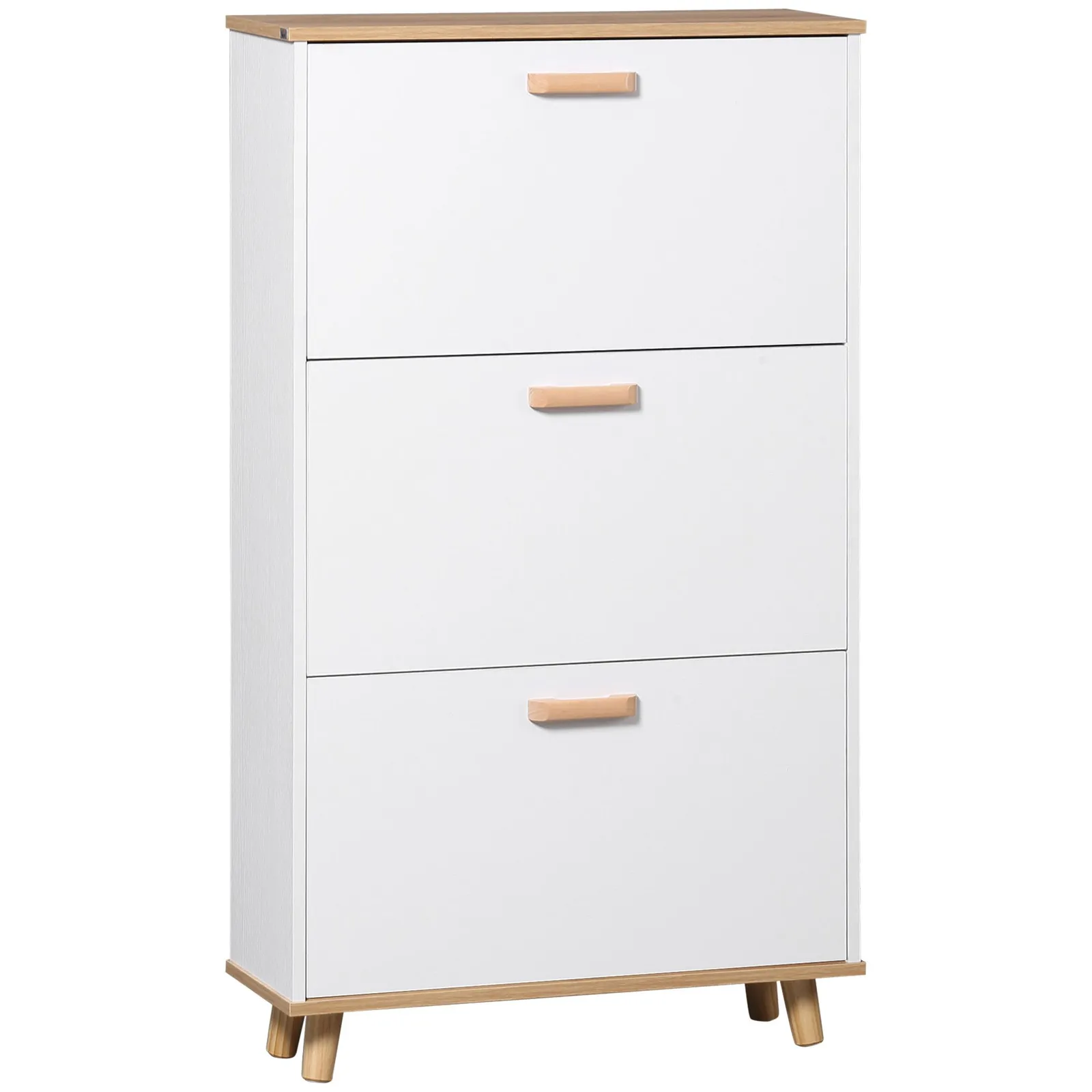 HOMCOM Slim Shoe Storage Cabinet with 3 Drawers & Adjustable Shelves for Hallway in White 2