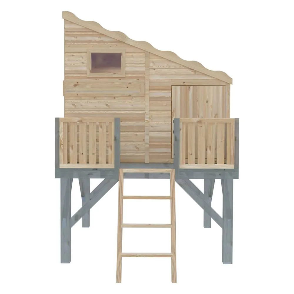 Shires Command Post + Platform Playhouse Kid's Wendy House in Brown