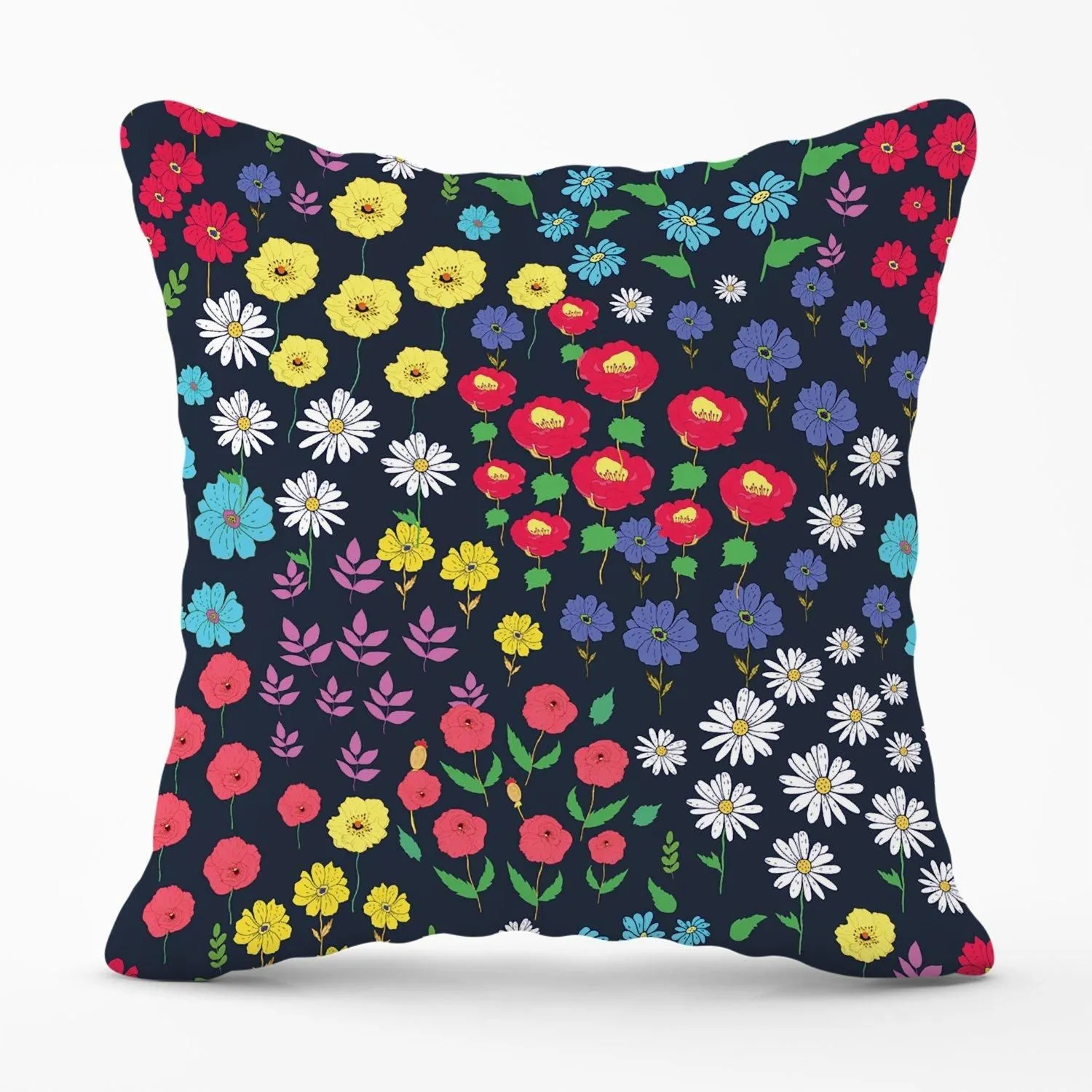 Warren Reed - Designer Multicoloured Flower Pattern Outdoor Cushion in Red