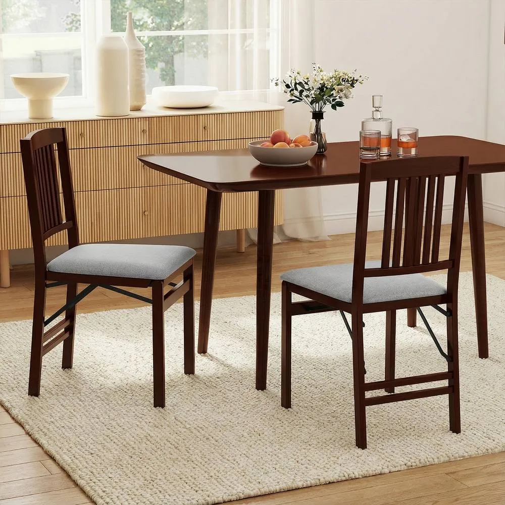 Costway Folding Dining Chairs Set of 2 Foldable Upholstered Kitchen Chairs 4
