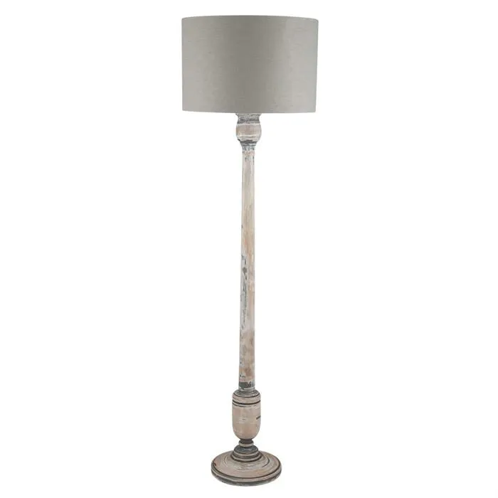 Grey White Wash Wood Floor Lamp | Barker & Stonehouse 3