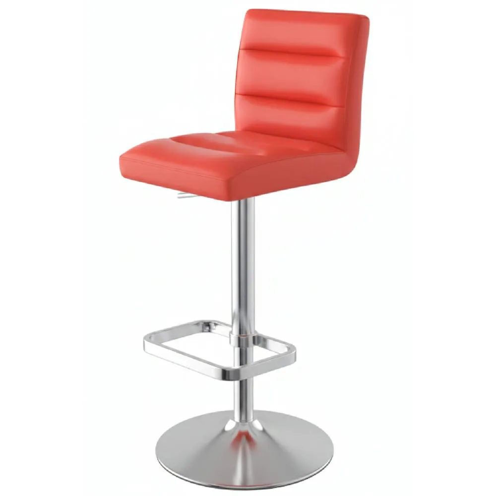 netfurniture Swank Brushed Steel Bar Stool With Faux Leather Padded Seat Red