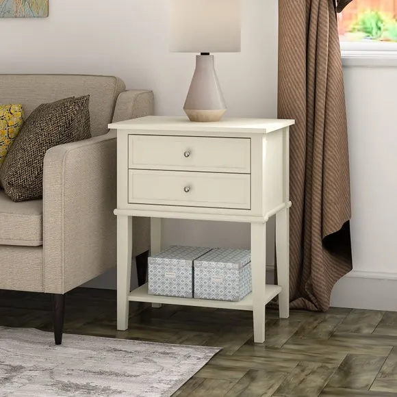 Return - Franklin 2 Drawer Bedside Table, White