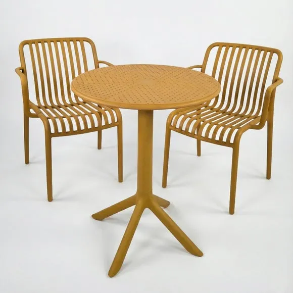 Bergen Round Bistro Table with 2 Alma Armchairs 2