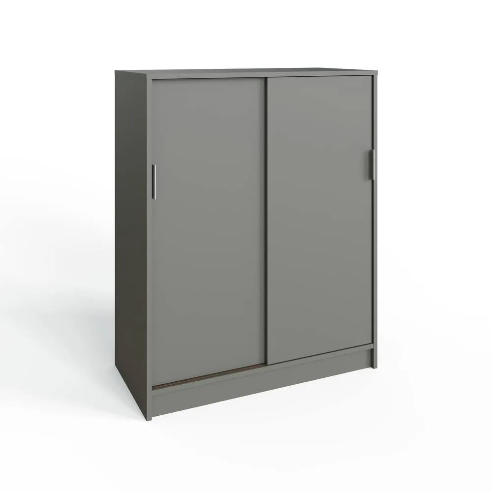 GFW Leighton Sliding Door Shoe Cabinet in Grey 2