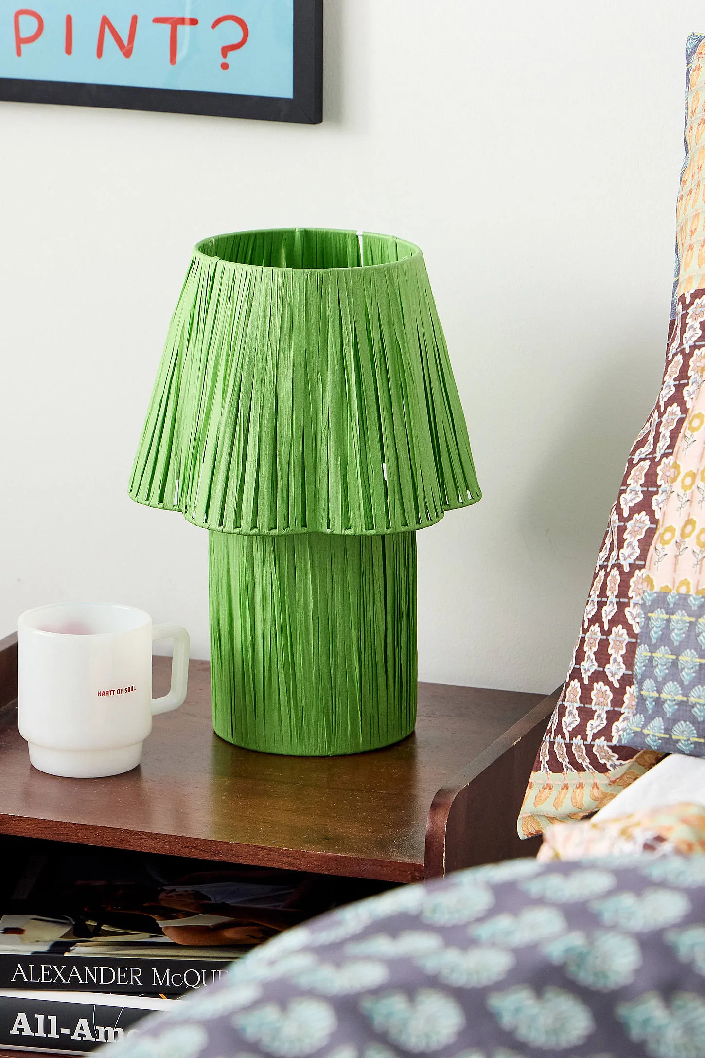 Paper Crepe Table Lamp - Green
