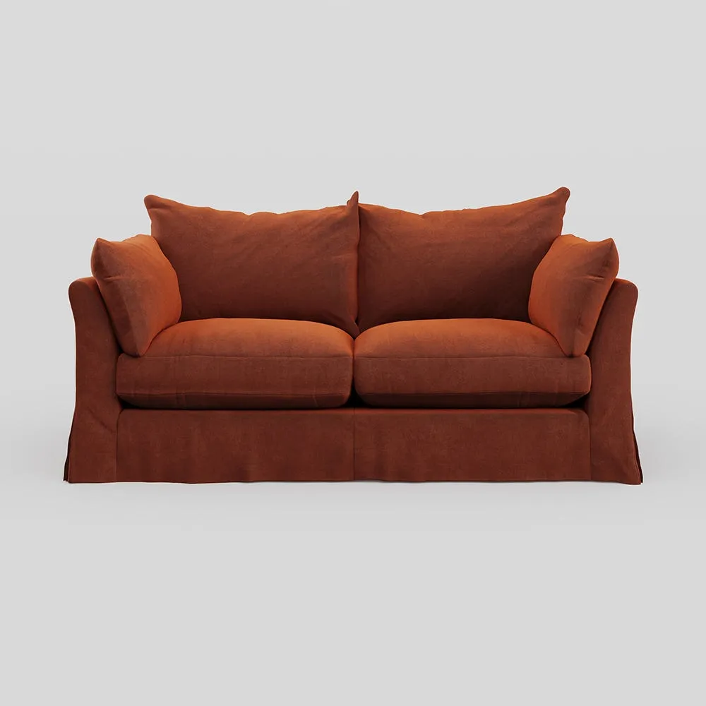 Heal's Tailor Loose Cover 3 Str Sofa Velvet Russet Natural Beech Feet