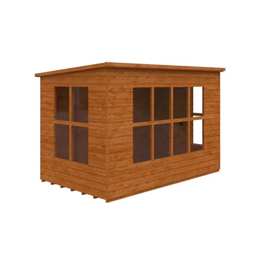Buttercup Farm 10 x 6 Feet Penthouse 12mm Shed - Solid Wood/Softwood/Pine in Burnt Orange