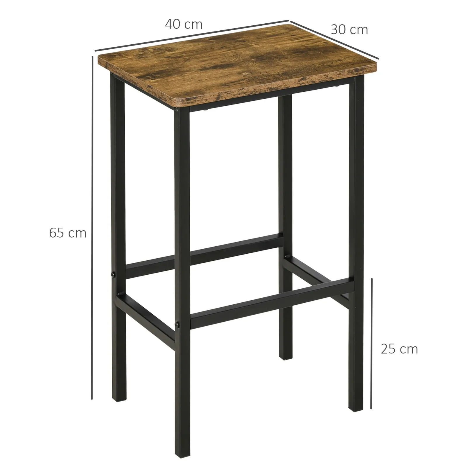 HOMCOM Industrial Bar Stools Set of 2 Counter Height Island Stools in Brown 3