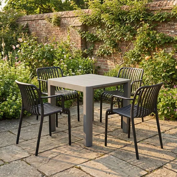 Modura Henrik Square Dining Table with 4 Alma Armchairs 1