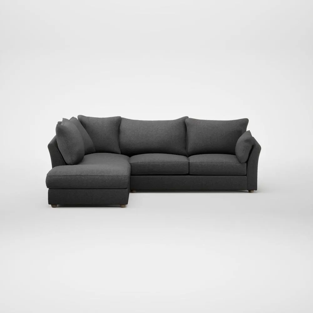 Heal's Tailor Left Hand Facing Corner Sofa Melton Wool Shale Natural Feet 2