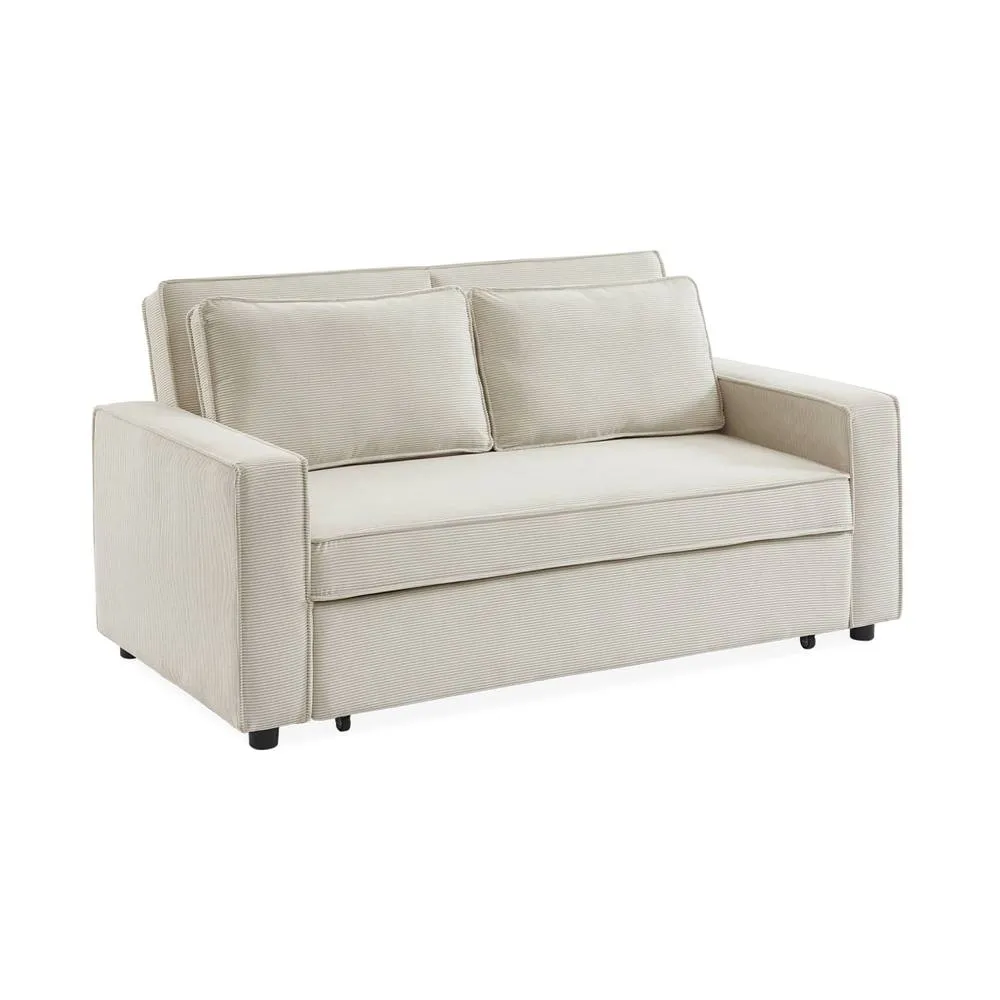 sweeek 2-seater corduroy sofa bed in Cream 2
