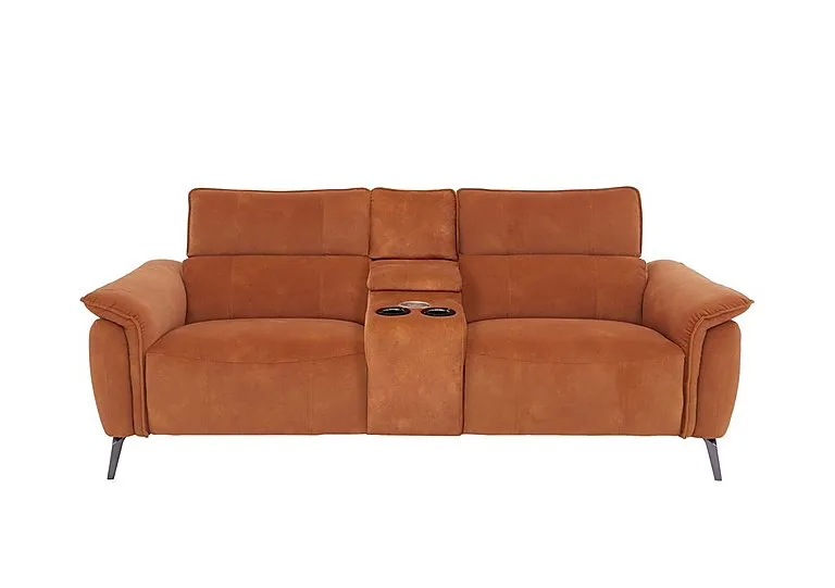 Jude 3 Seater Fabric Power Recliner Sofa with Smart Console Unit and Power Telescopic Headrests - Pumpkin Dexter