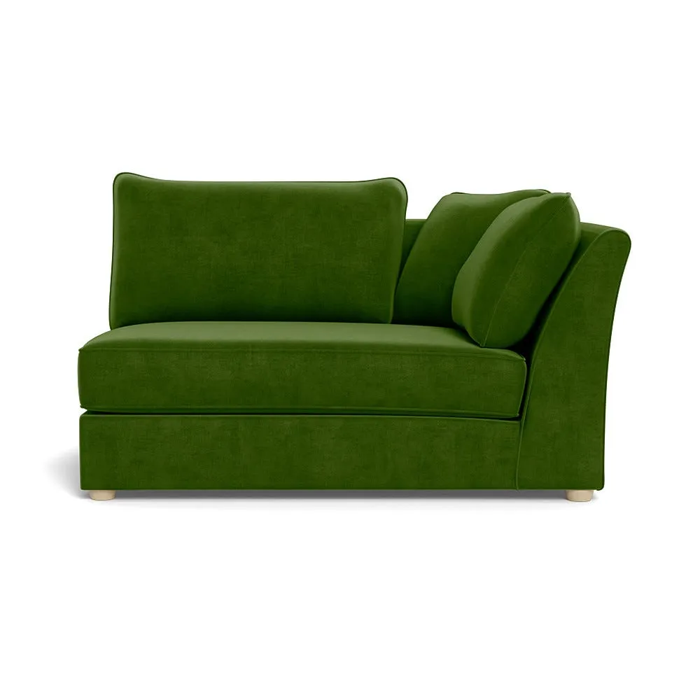 Heal's Tailor Large Curved Right Hand Facing Corner Unit Smart Luxe Velvet Grass Natural Feet