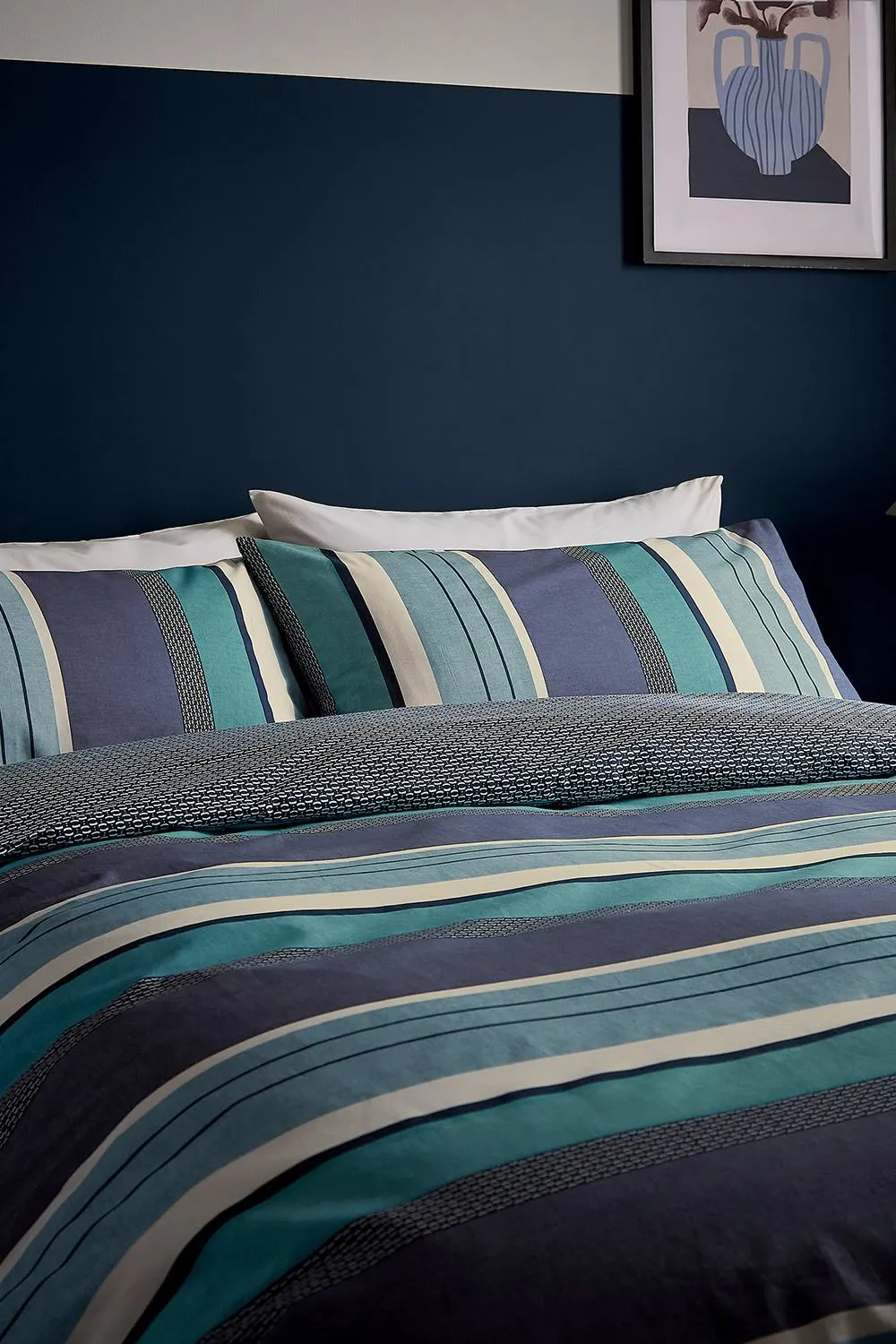 Helena Springfield 'Horizon Stripe' Cotton Duvet Cover Set in Navy 2