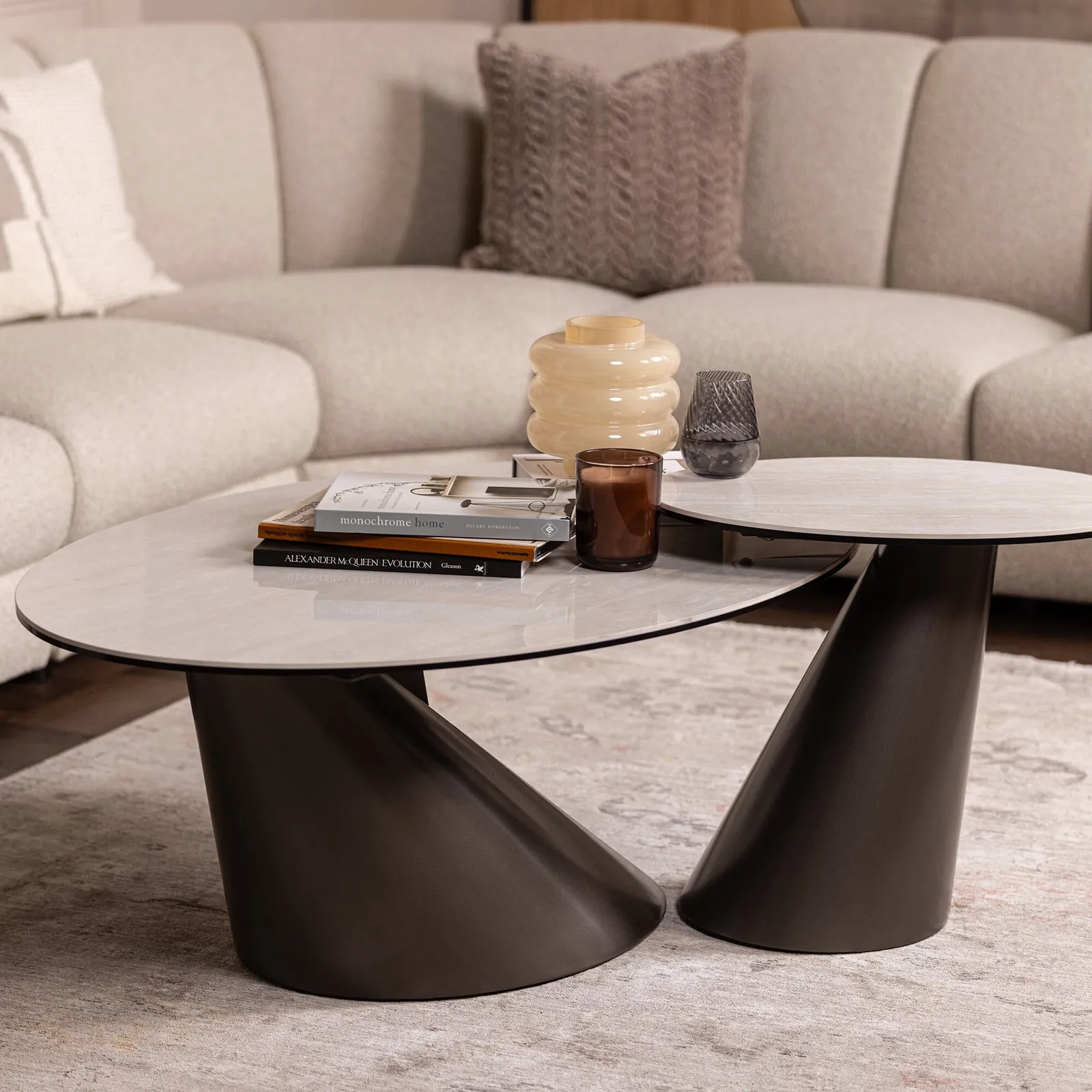 Halcyon Coffee Table 120X80X45 Cm, Round, White Ceramic | Barker & Stonehouse 2