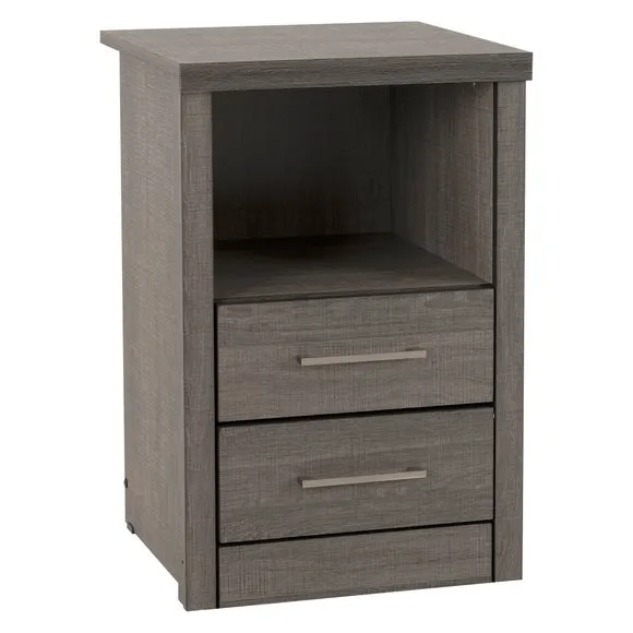Lennon 2 Drawer & 1 Shelf Bedside Table, Black 2