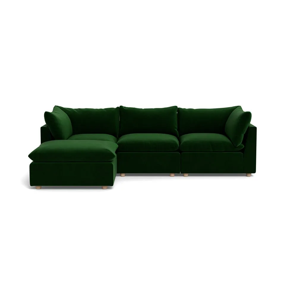 Heal's Astrid Left Hand Facing Corner Sofa Smart Velvet Forest Walnut Stained Beech Feet 1