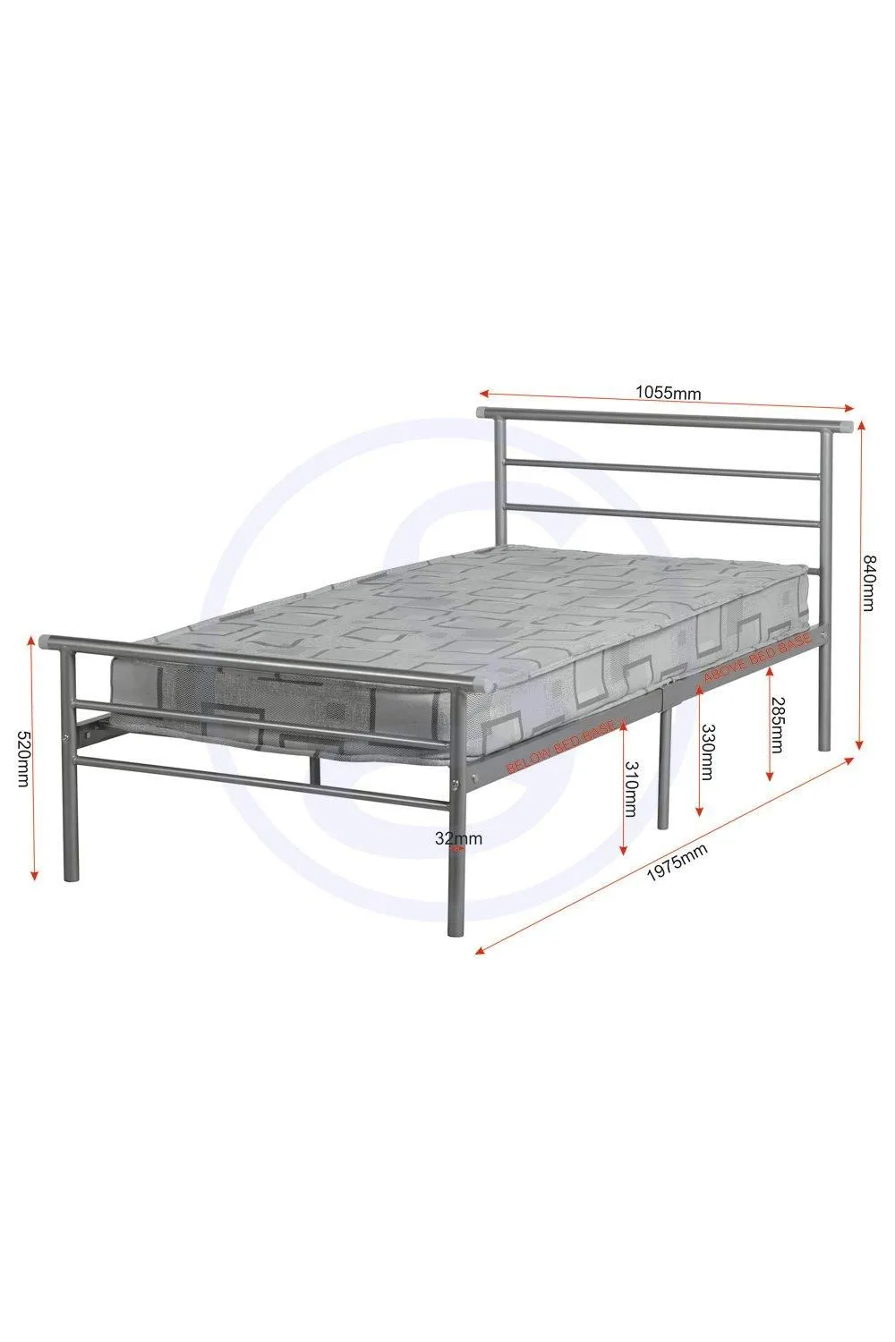 Seconique Orion 3' Single Bed in Metallic Silver 6