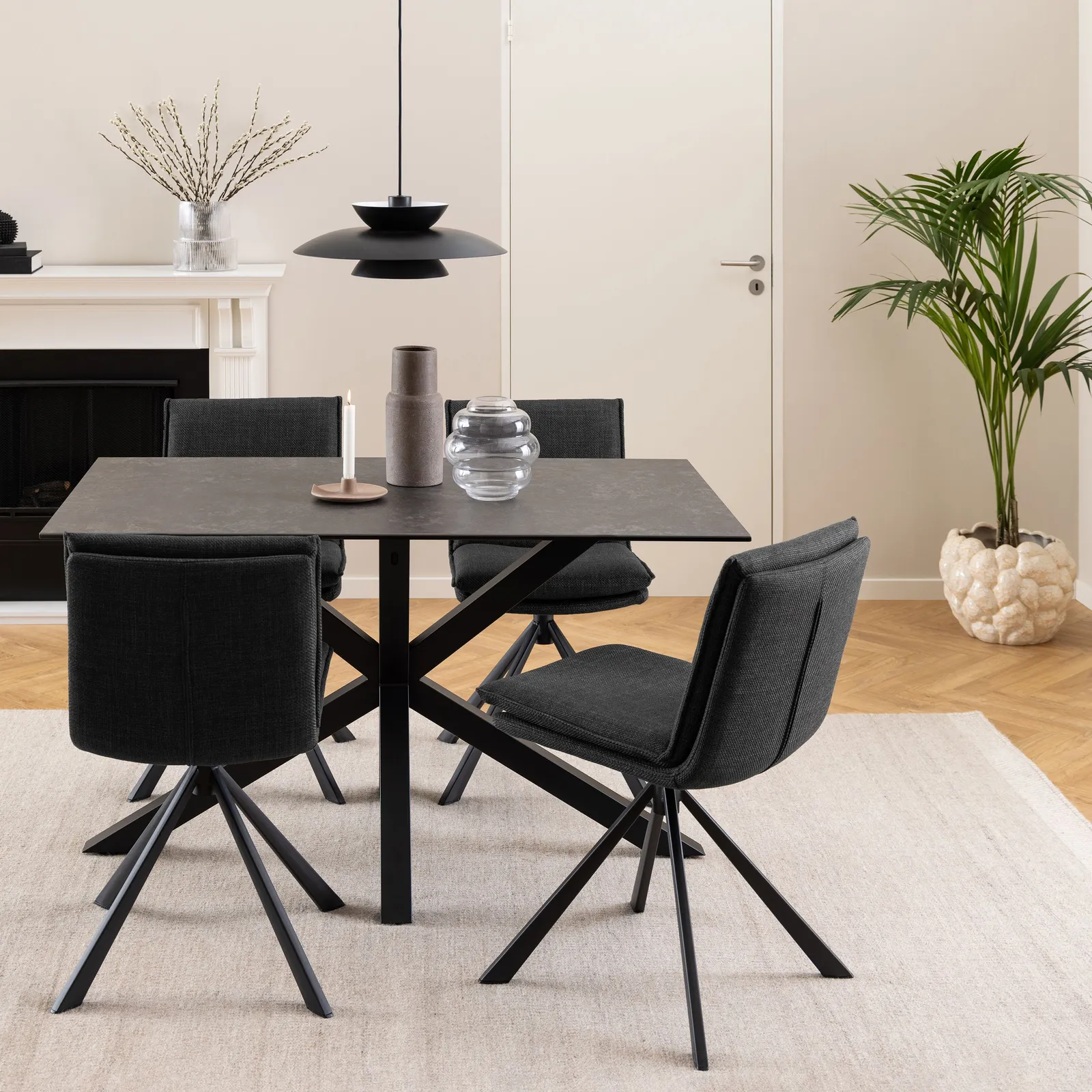Furniture To Go Heaven Dining Table with Ceramic Black/White/Brown/Grey Top 135cm in Black 3
