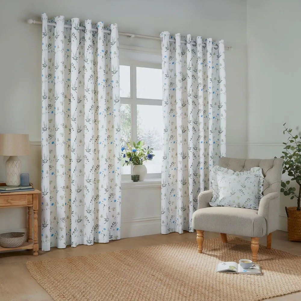 Wylder Meadow 100% Cotton Floral Eyelet Curtain Pair in White 2