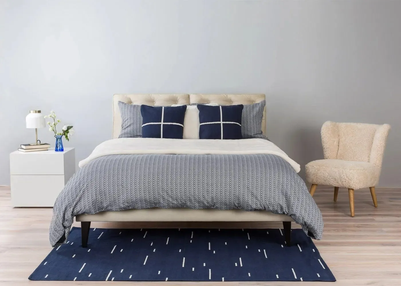 Heal's Herringbone Navy Duvet Cover Single 3