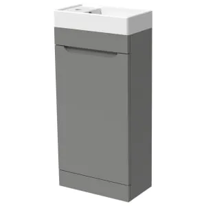 Wickes Malmo Dust Grey Cloakroom Freestanding J Pull Vanity Unit & Basin - 850 x 400mm