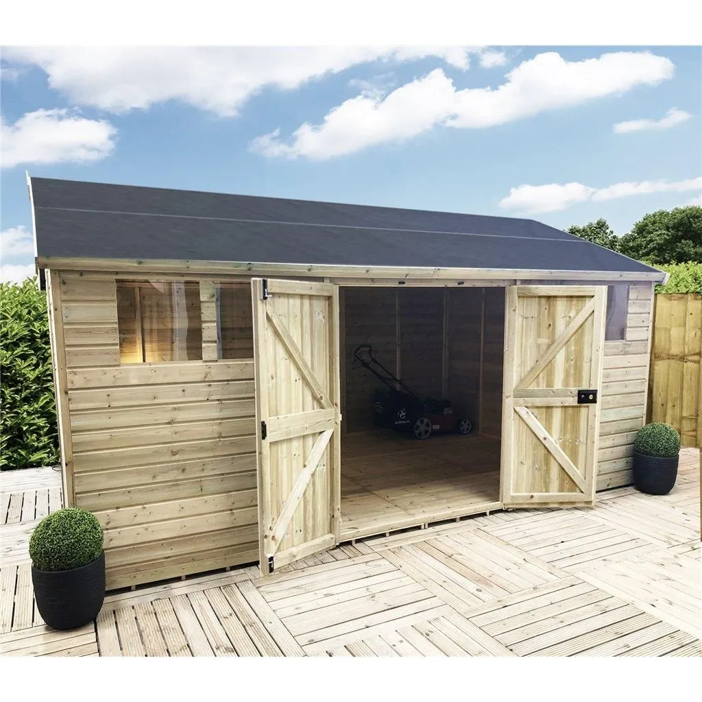 Marlborough 14 x 8 Reverse Premier Pressure Treated Apex Workshop in Natural 2