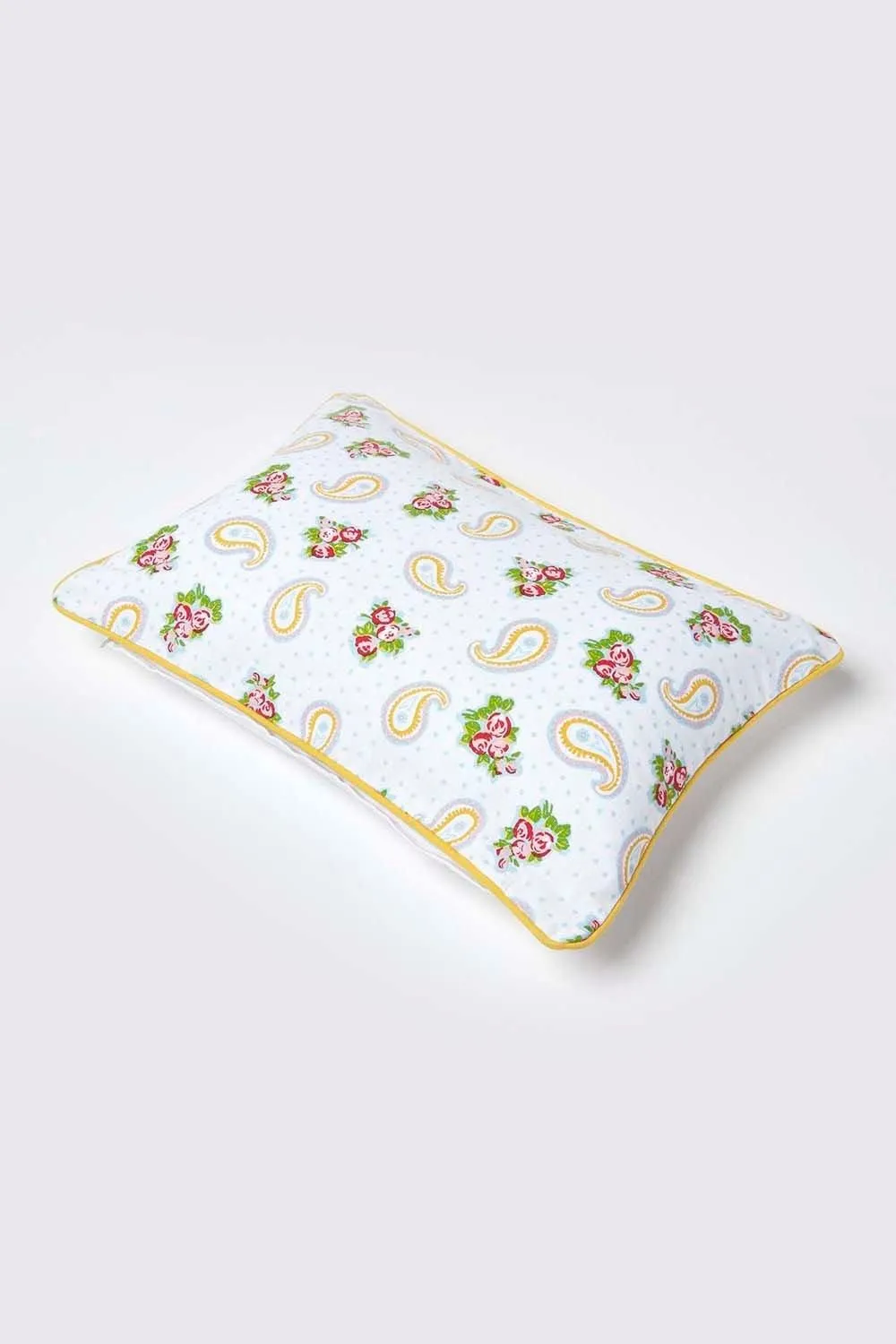 Homescapes Cotton Paisley & Dots Cushion Cover in White 6