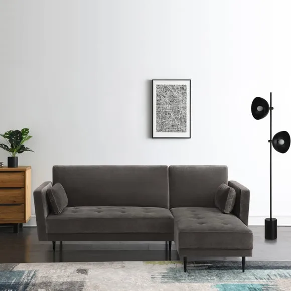 Selma Velvet Corner Double Sofa Bed 1