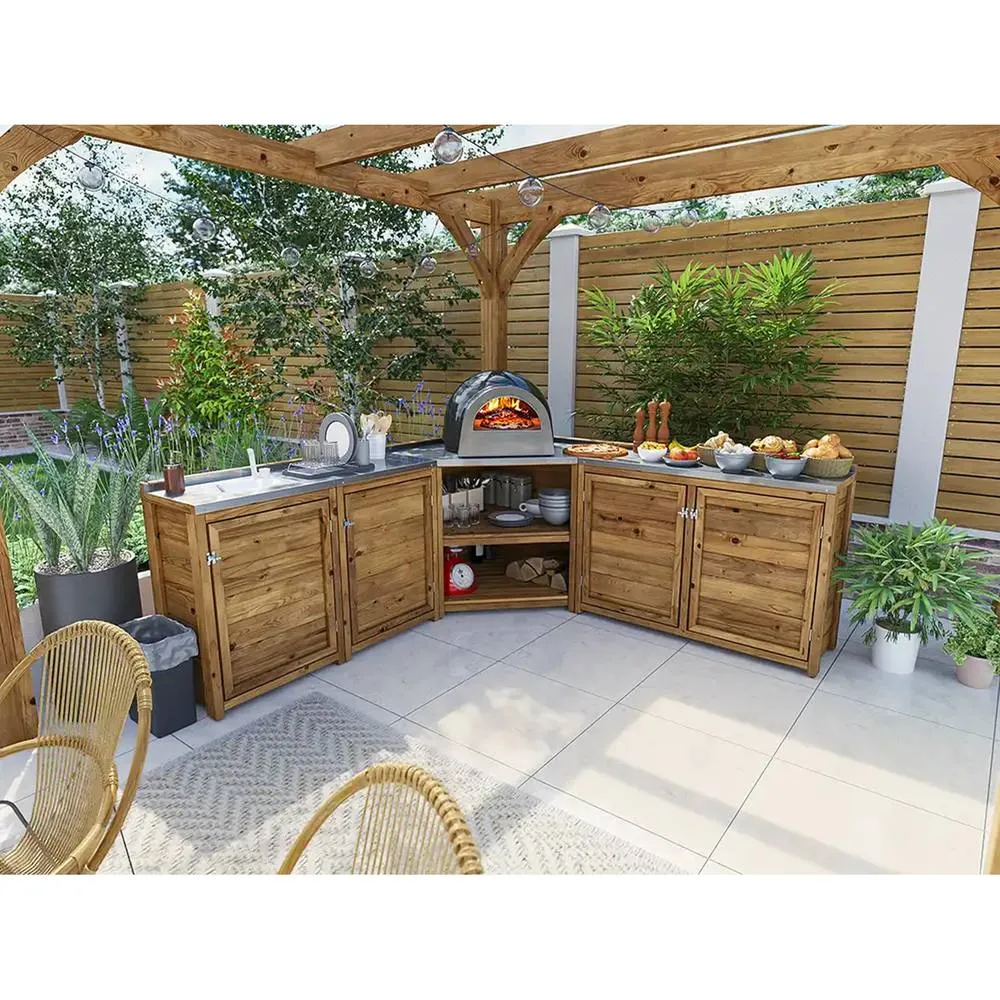 Dunster House Garden Kitchen with Left Side Sink W2m x D2m / W7' x D7' in Brown 5