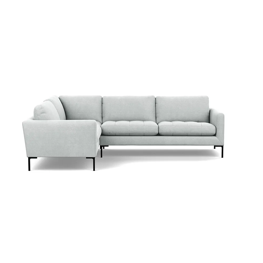 Heal's Eton Left Hand Facing Corner Sofa Broad Weave Tin Black Feet