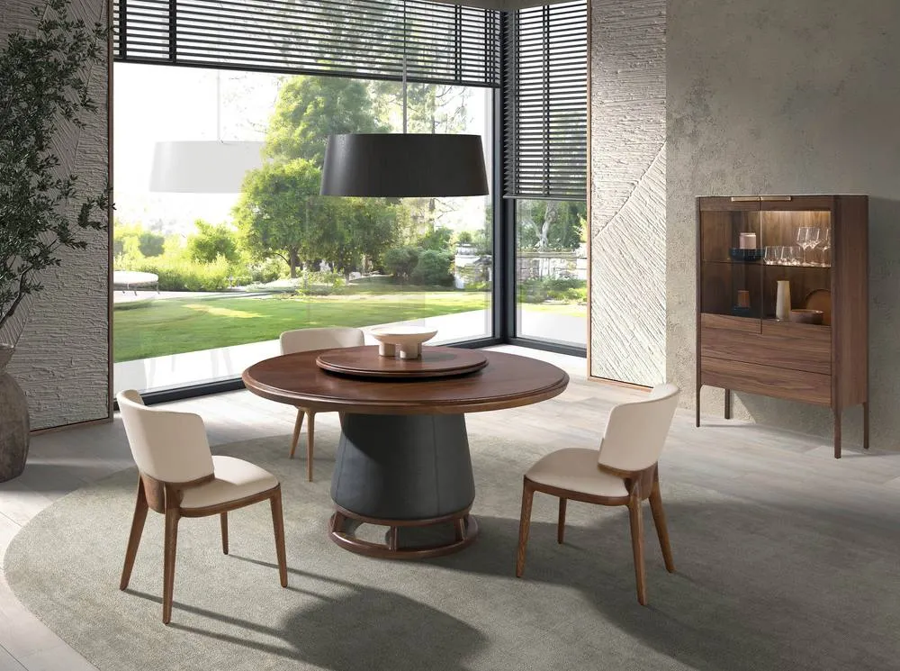 Angel Cerda Cream Leatherette Dining Chair with Walnut Legs 4