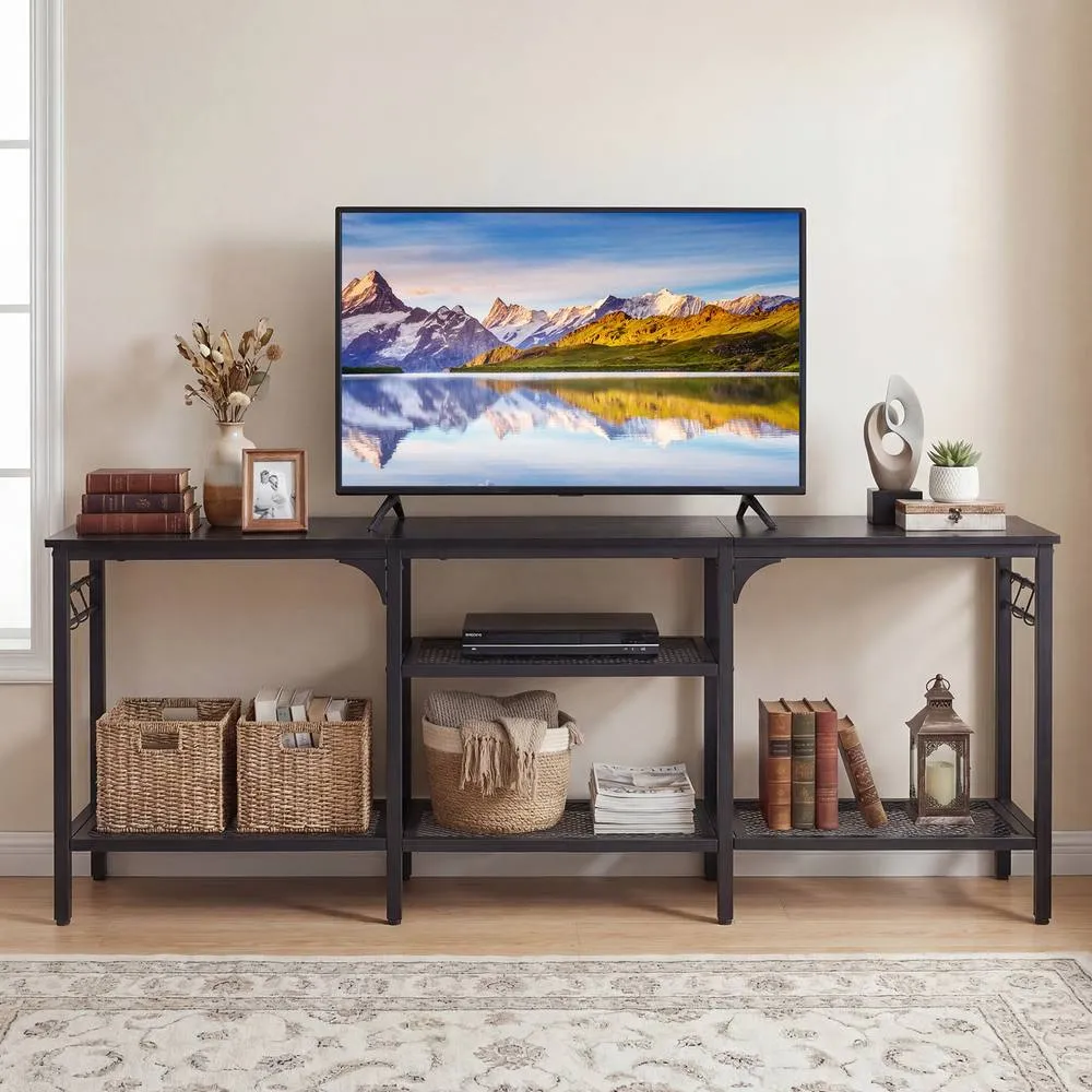 Costway Industrial Entertainment Center TV Stand for 65" TVs in Black 3