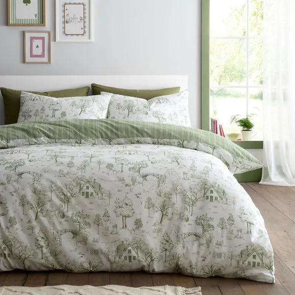 Fusion Woodland Toile Polycotton Duvet Cover & Pillowcase Set 1