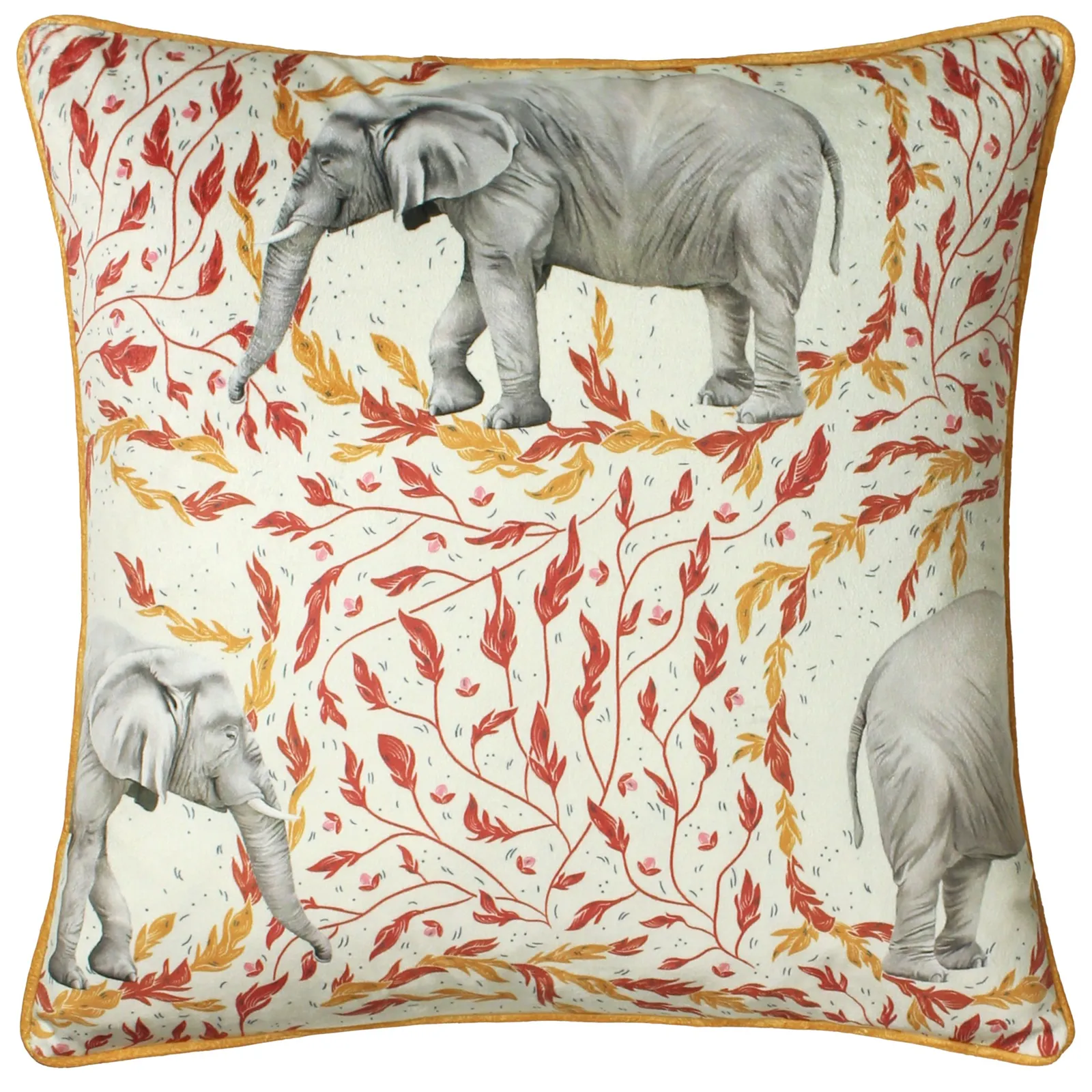 Paoletti Samui Elephant Velvet Printed Cushion in Gold 2