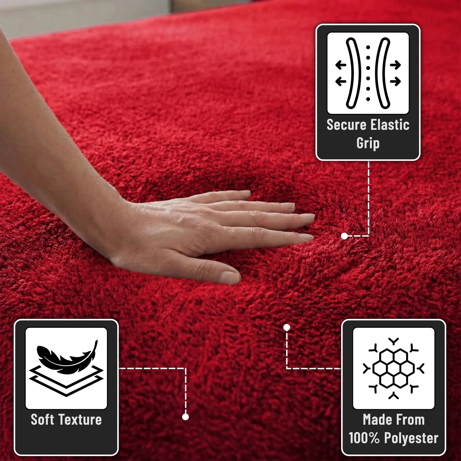 Smart Living Luxury Teddy Bear Fleece Fitted Sheet in Red 3