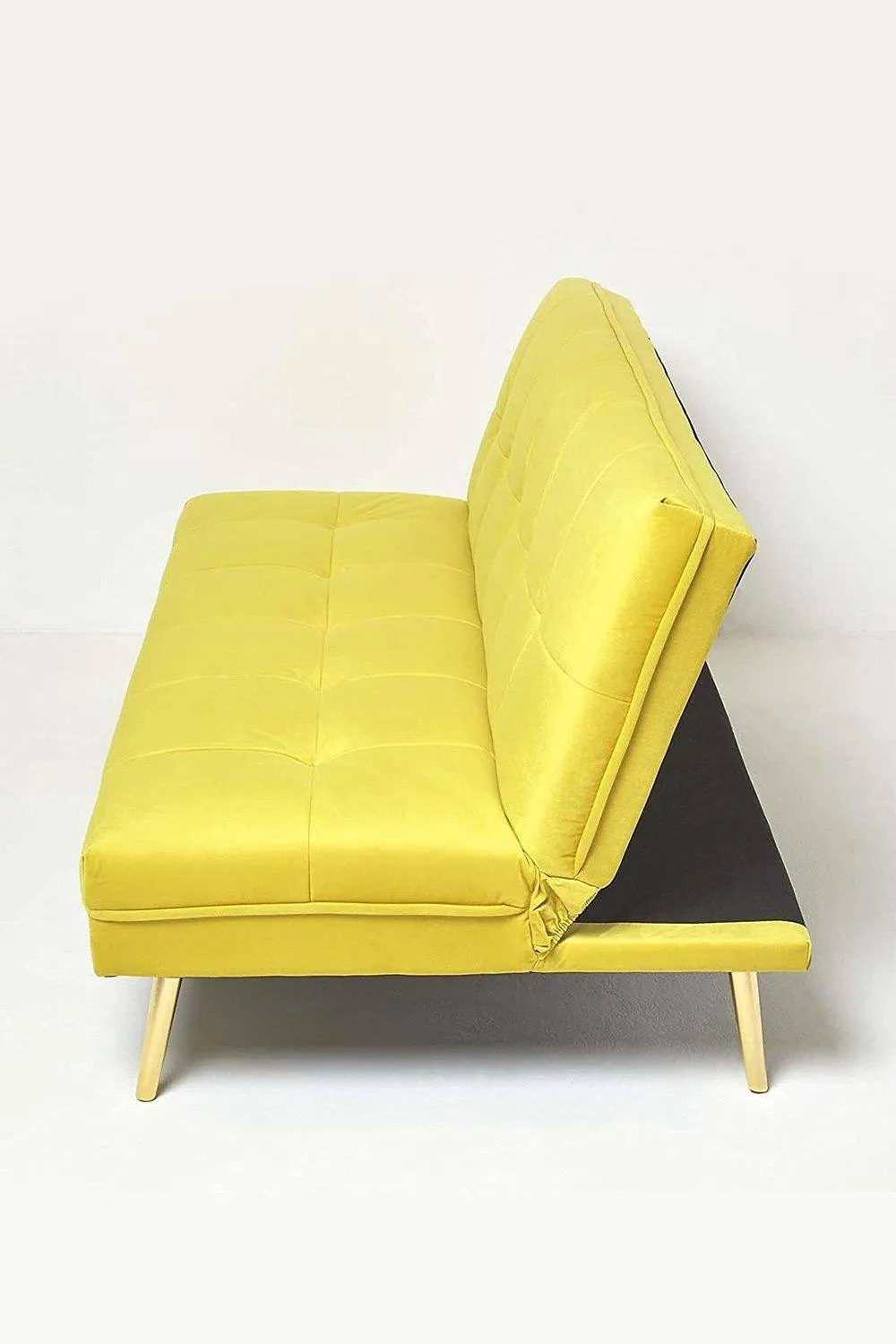 Homescapes Laurie Velvet Click Clack Sofa Bed in Yellow 4