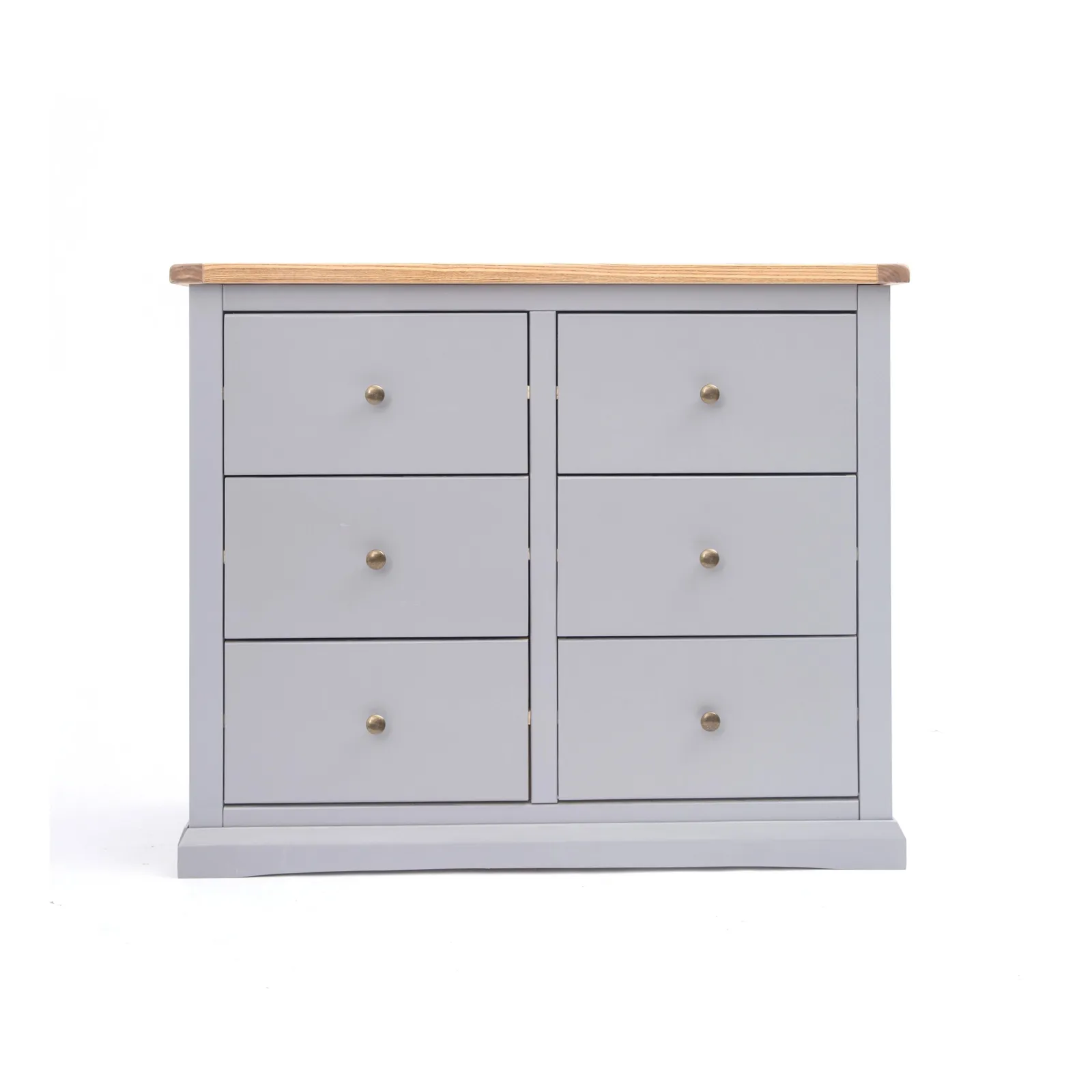 Cabinet Bits Rocca 6 Drawer Chest of Drawers Brass Knob in Grey